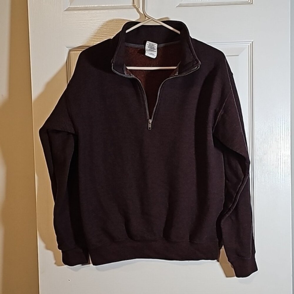 Gildan Quarter Zip Pullover Brown Size S